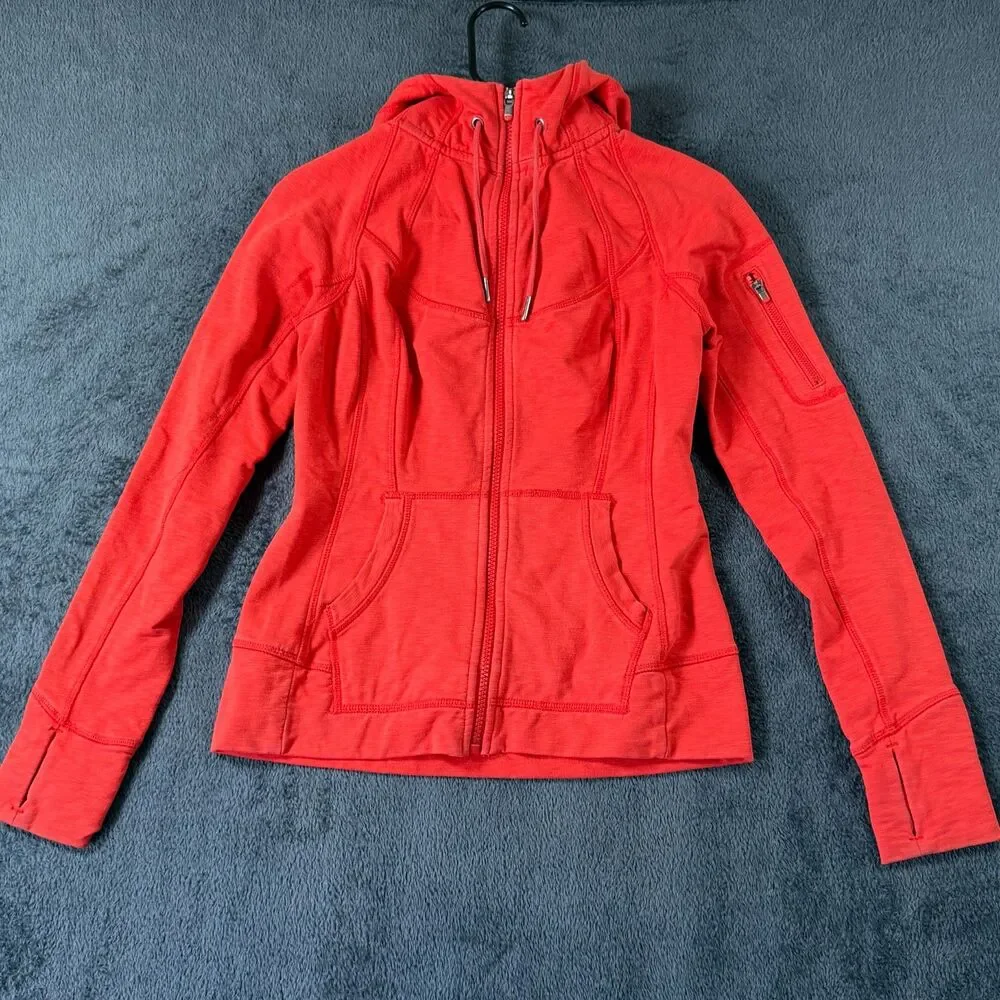 Athleta Hoodie XS Orange Full Zip Thumbhole Jacket Yoga Running Athletic Active - Picture 12 of 13